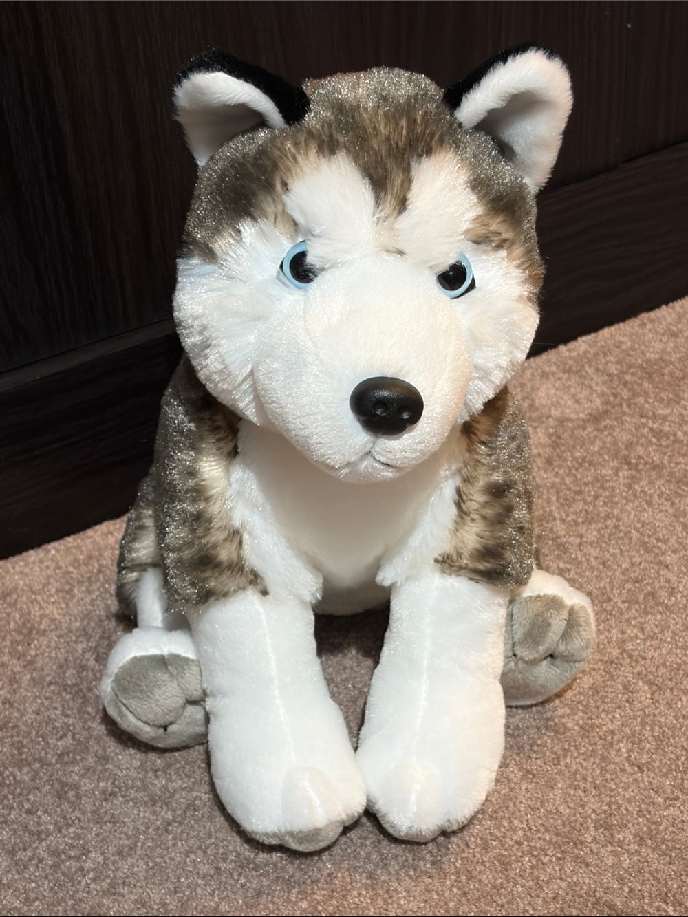 Cuddly Husky Plush Toy - White and Brown